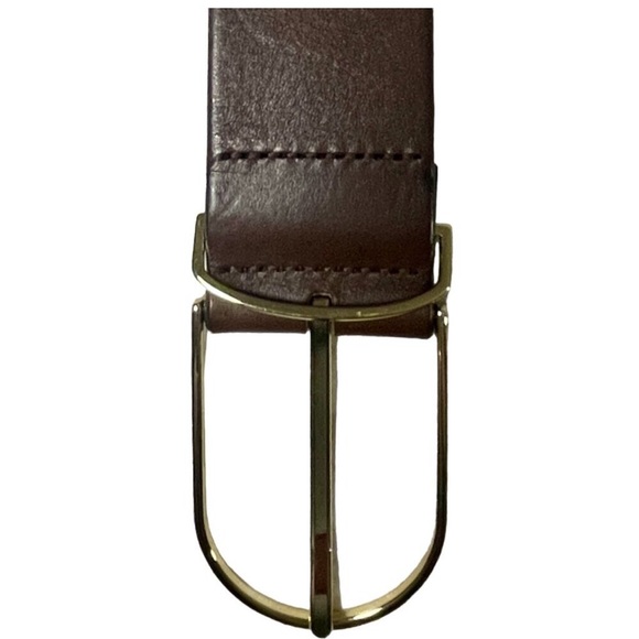 * NEW Everlane Brown Leather Belt Size Small Gold Tone Buckle - Picture 2 of 6